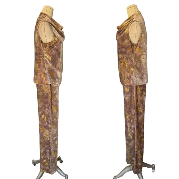 Vintage 90s Kenzo Velvet Cowl Neck Top and Low Rise Pants Matching Set - Picture 12 of 15